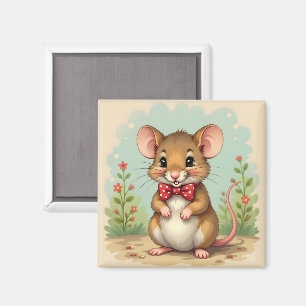 Cute adorable little mouse with tie magnet