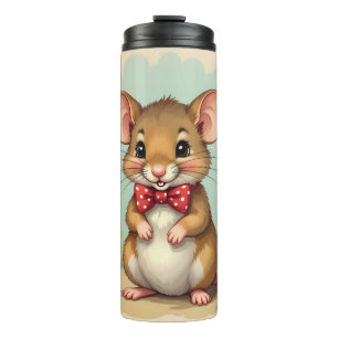 Cute adorable little mouse with tie thermal tumbler