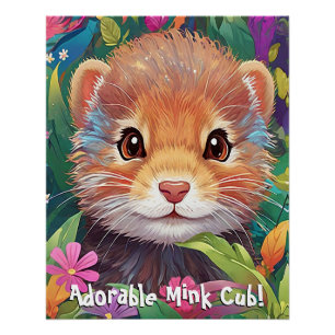 Cute & Adorable Mink Cub Poster