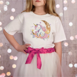 Cute adorable modern rainbow magical pink Unicorn T-Shirt