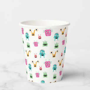 Cute Adorable Monsters Colourful Kids Boys Party Paper Cups