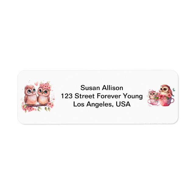 Cute Adorable Owl Return Address Return Address Label (Front)