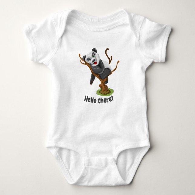 Cute Adorable Panda and Chick Graphic Baby Bodysuit (Front)