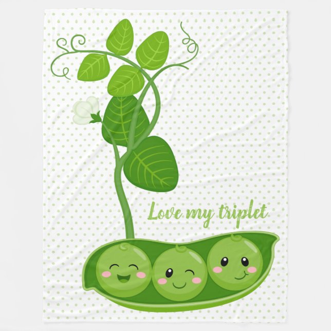 Cute adorable peas - choose background colour fleece blanket (Front)