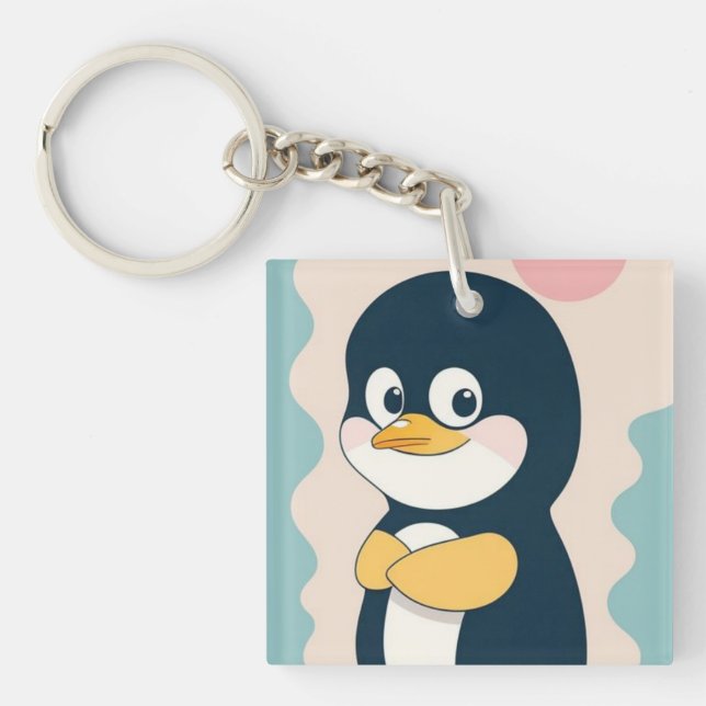 Cute Adorable Penquin Key Ring (Front)