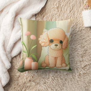 Cute Adorable Poodle Dog Puppy Artwork   Cushion