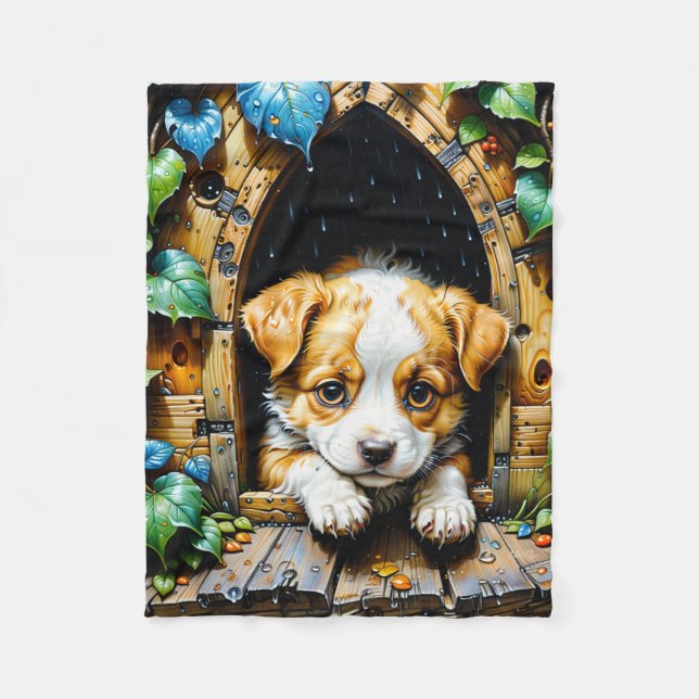 Cute Adorable Puppy  Fleece Blanket (Front)
