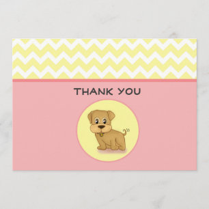 Cute Adorable Puppy Pink Cream Thank You Card