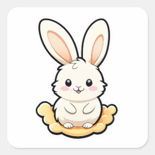 Cute Adorable rabbit animal Square Sticker