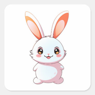 Cute Adorable rabbit animal Square Sticker