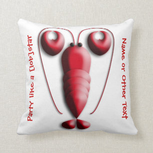 Cute Adorable Red Lobster Heart-Shaped Pincers Cushion