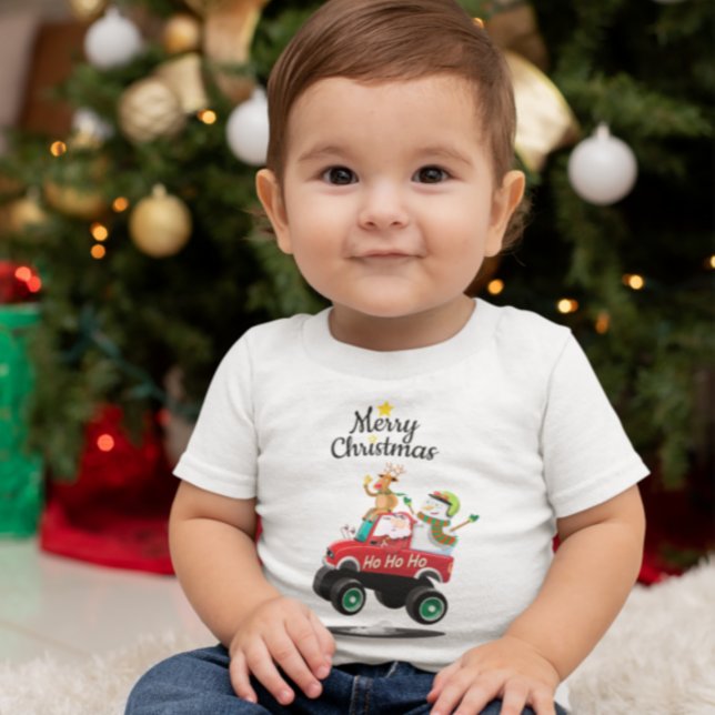 Cute Adorable Santa Claus, Snowman and Reindeer Baby T-Shirt (Creator Uploaded)