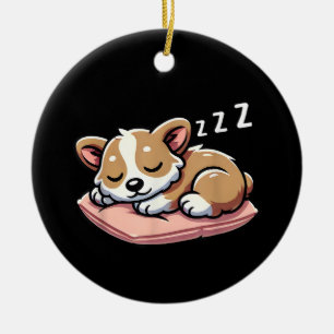 Cute Adorable Sleeping Animal Lovers Welsh Corgi P Ceramic Ornament