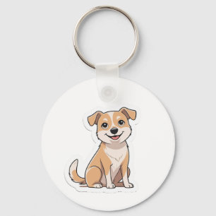 Cute Adorable Smiling Stray Dog Key Ring