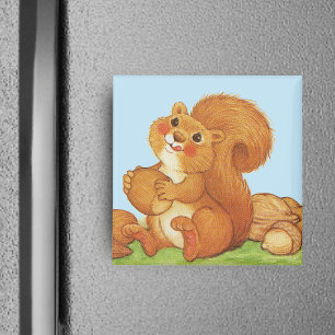 Cute Adorable Squirrel Nuts Magnet