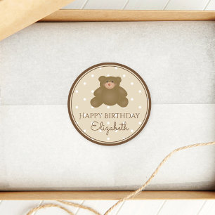 Cute Adorable Teddy Bear Baby First Birthday Party Classic Round Sticker