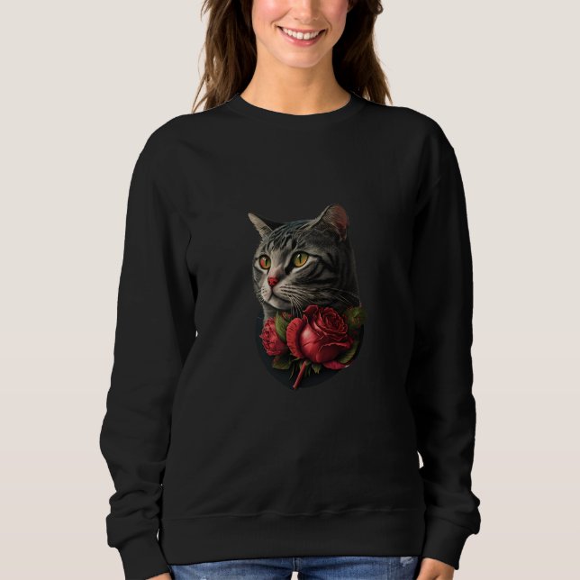 Cute adorable unique Happy Valentine's Day cat hea Sweatshirt (Front)