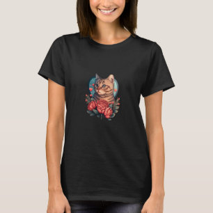 Cute adorable unique Happy Valentine's Day cat hea T-Shirt