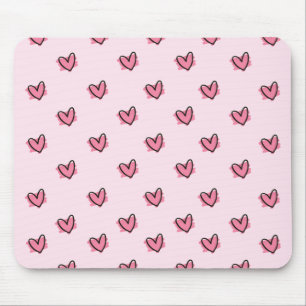 Cute Adorable Valentine's Day Red Hearts Pattern Mouse Pad