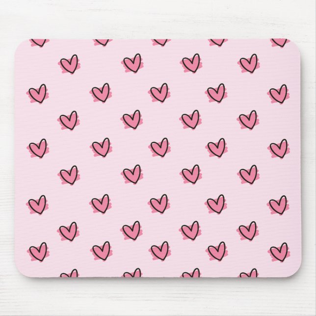 Cute Adorable Valentine's Day Red Hearts Pattern | Mouse Pad (Front)