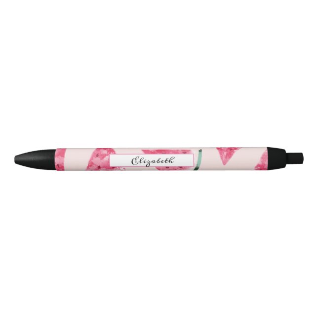 Cute Adorable Watercolor Watermelon   Black Ink Pen (Front)