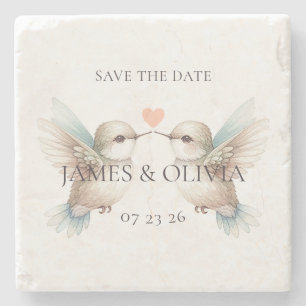 Cute Adorable Wedding Save the Date Stone Coaster