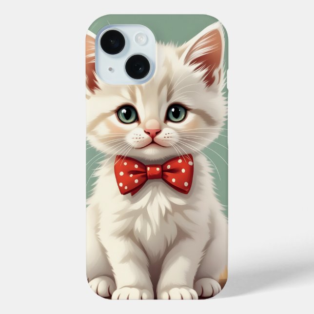 Cute adorable white cat with bow tie Case-Mate iPhone case (Back)
