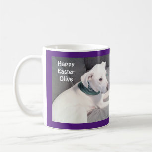Cute Adorable White Puppy Dog Purple Easter Gift Coffee Mug