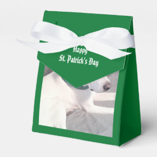 Cute Adorable White Puppy Dog Wearing Green Scarf  Favour Box