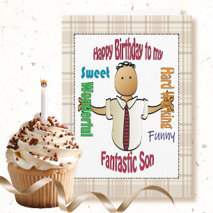 Cute Adult Son Ethnic Cartoon Humourous Birthday  Card