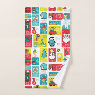 Cute Advent Calendar Christmas Hand Towel