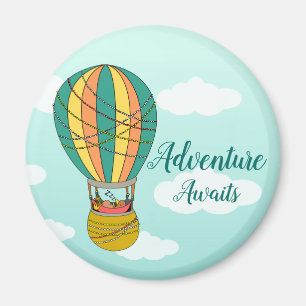 Cute "Adventure Awaits" Bird Illustration Magnet