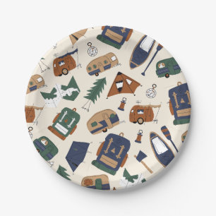 Cute Adventure Doodle Pattern Paper plates