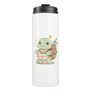 Cute Adventure Turtle Traveler Kawaii Design Thermal Tumbler