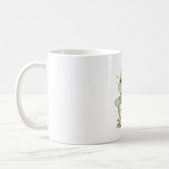 Cute Adventure Turtle Traveller Kawaii Design Coffee Mug (Left)