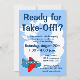 Cute aeroplane Birthday party invitations for kids