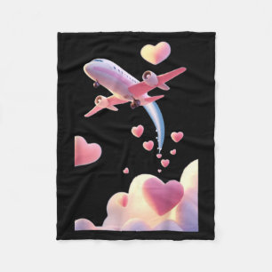 Cute Aeroplane Funny Unisex Design for Men Women Fleece Blanket