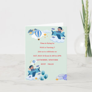 Cute Aeroplane Kids Birthday Invitation