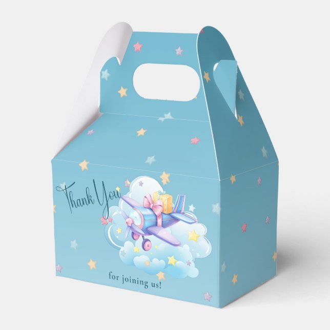 Cute Aeroplane New Arrival Baby Shower Favour Box (Front Side)