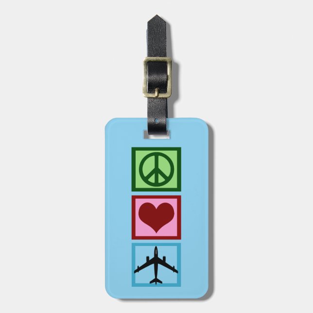 Cute Aeroplane Pilot Flight Attendant Custom Luggage Tag (Front Vertical)