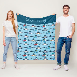 Cute Aeroplane Pilot Flying Fleece Blanket