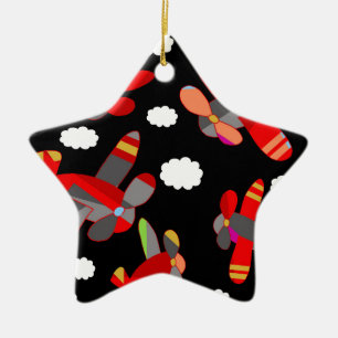 Cute aeroplanes ceramic ornament
