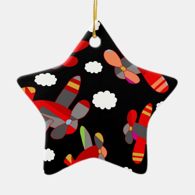 Cute aeroplanes ceramic ornament (Front)