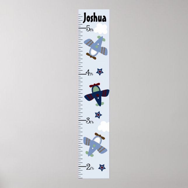 Cute Aeroplanes Growth Chart Keep at 8x44! (Front)