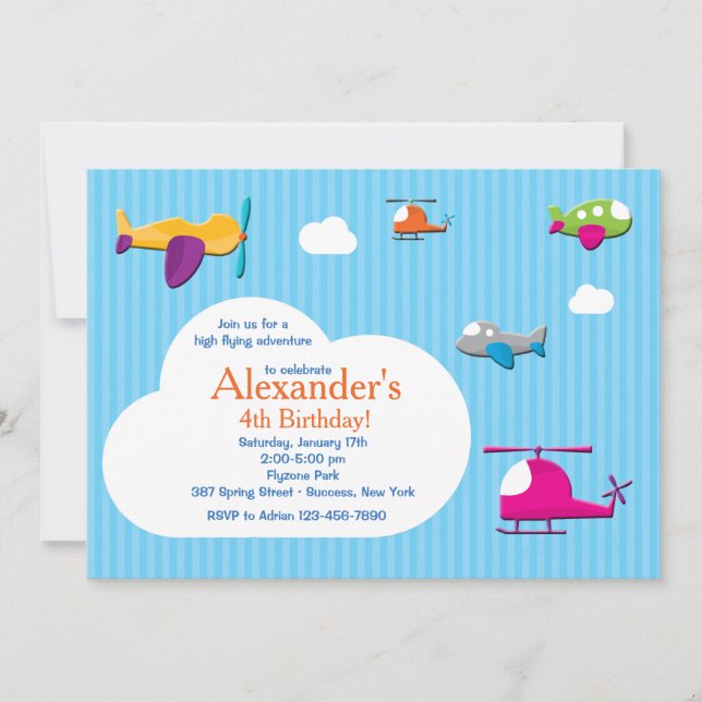 Cute Aeroplanes Invitation (Front)