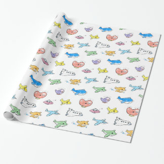 Cute aeroplanes wrapping paper