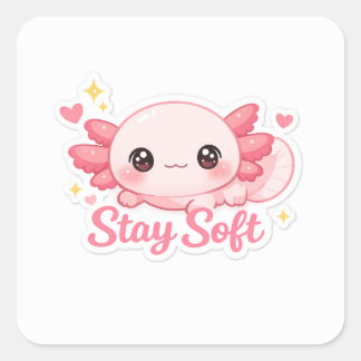 Cute Aesthetic Axolotl Square Sticker