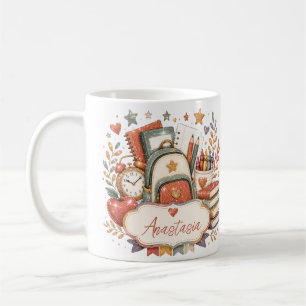 Cute Aesthetic Back to School Sparkle Illustration Coffee Mug