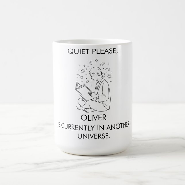 Cute Aesthetic Custom Name Introvert Reading Coffee Mug (Center)
