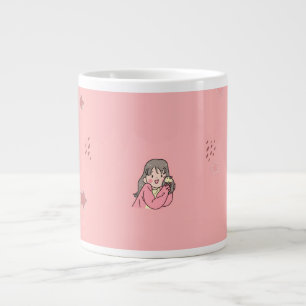 Cute Aesthetic Girl Illustration Pink Coffee Mug